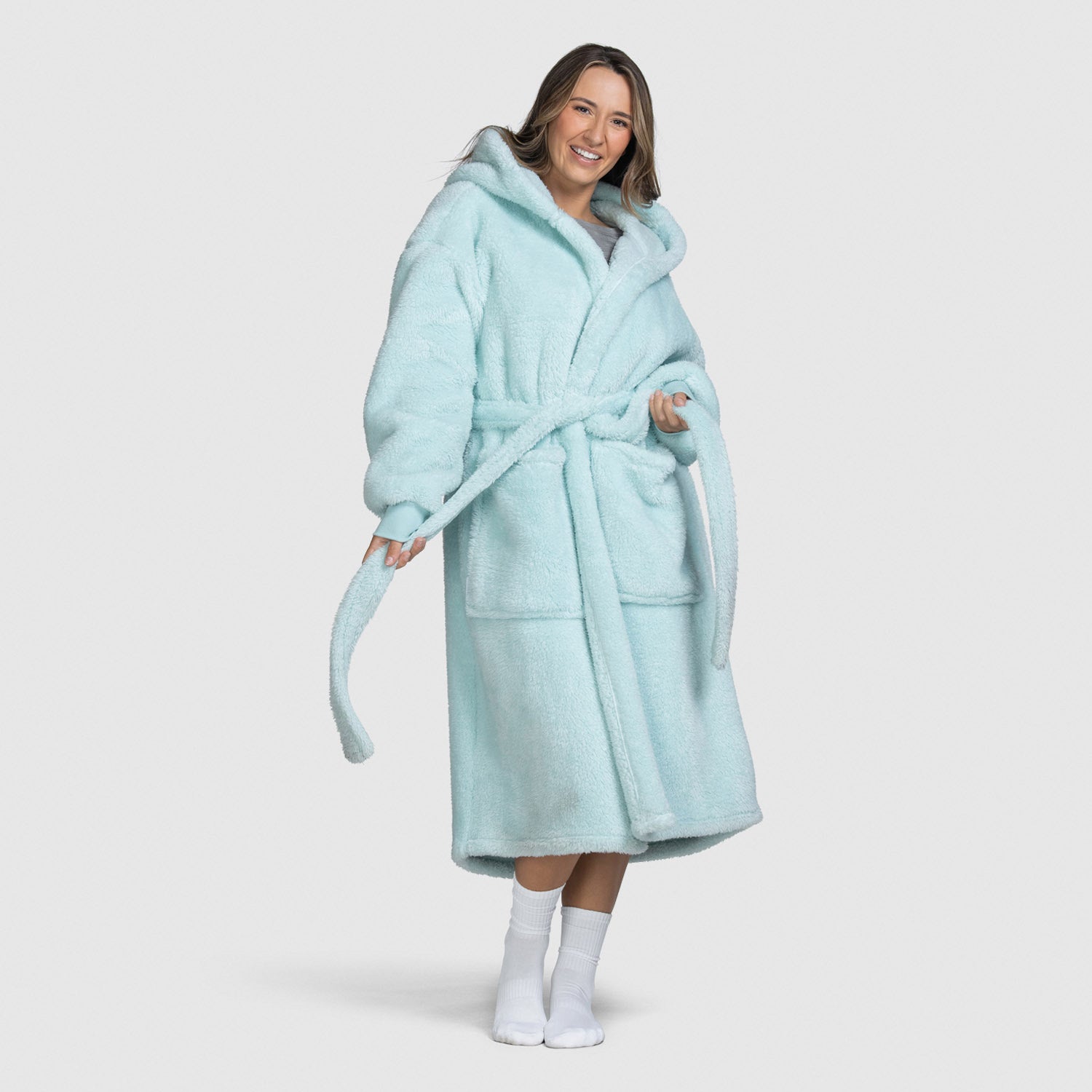 Blue Fluffy Robe The Oodie NZ Blue Fluffy Robe The Oodie NZ